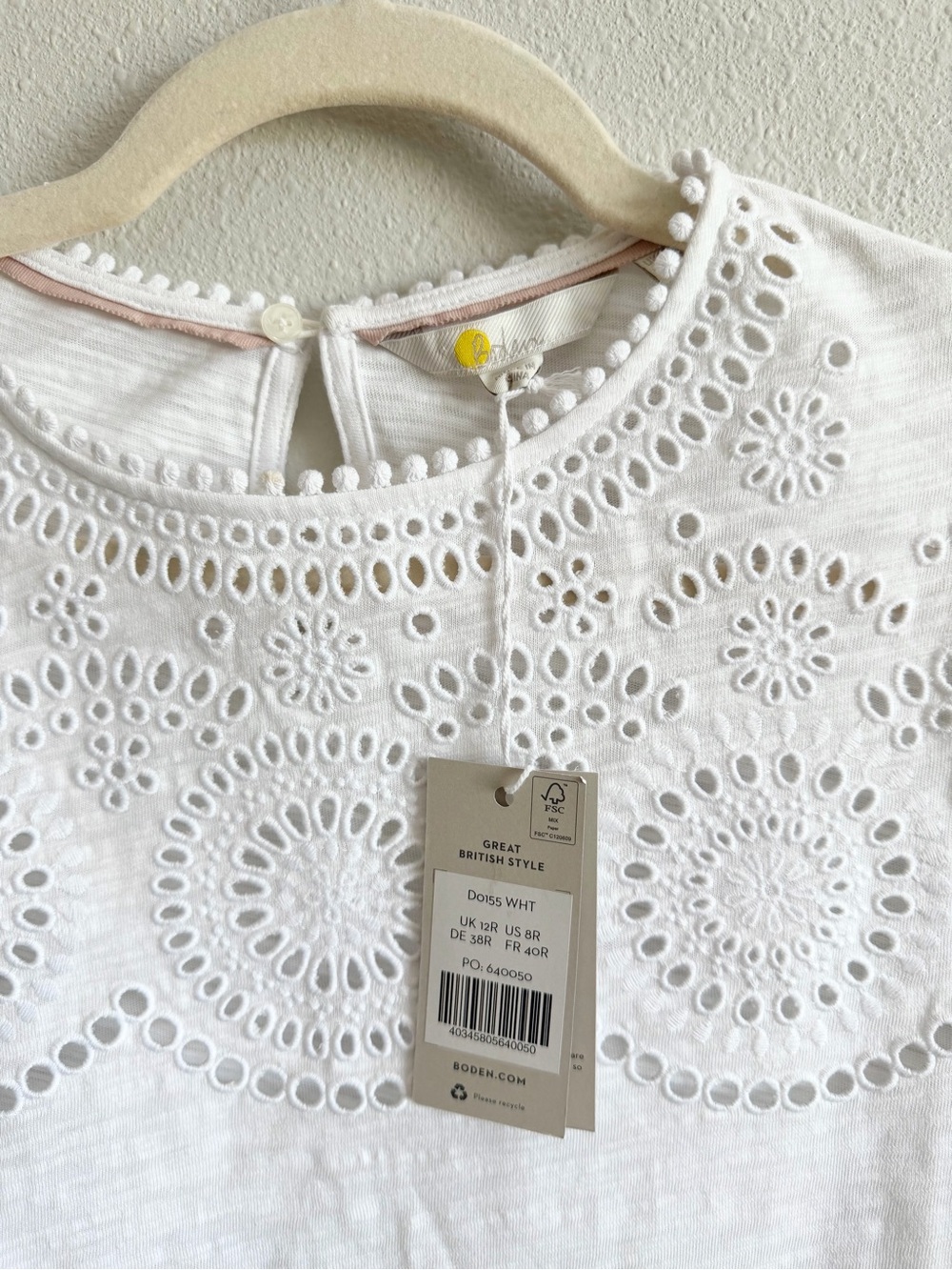 NWT Boden Cutwork Dress Size 8 White - Picture 7 of 10